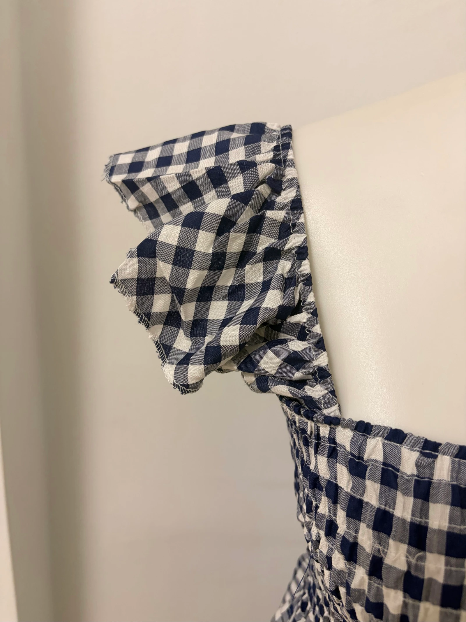 Navy blue dress with gingham pockets – photo 4